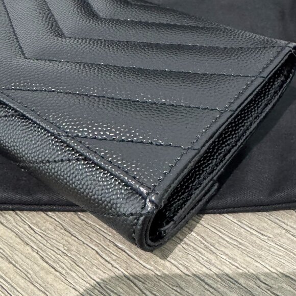 SAINT LAURENT CASSANDRE MATELASSE Small Black Envelope Wallet - Picture 8 of 16